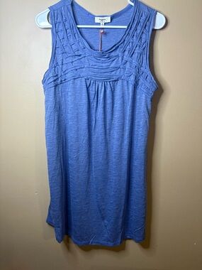 Hayden Blue Sleeveless Knit Tank with Woven Yoke